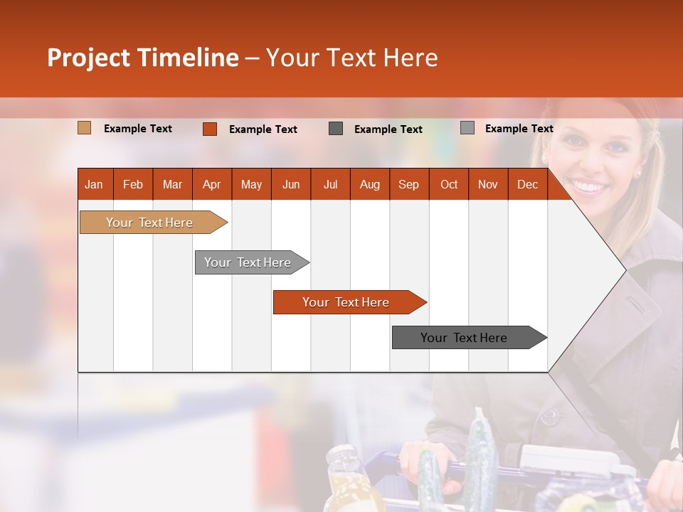 A Woman Standing In A Store With A Shopping Cart PowerPoint Template