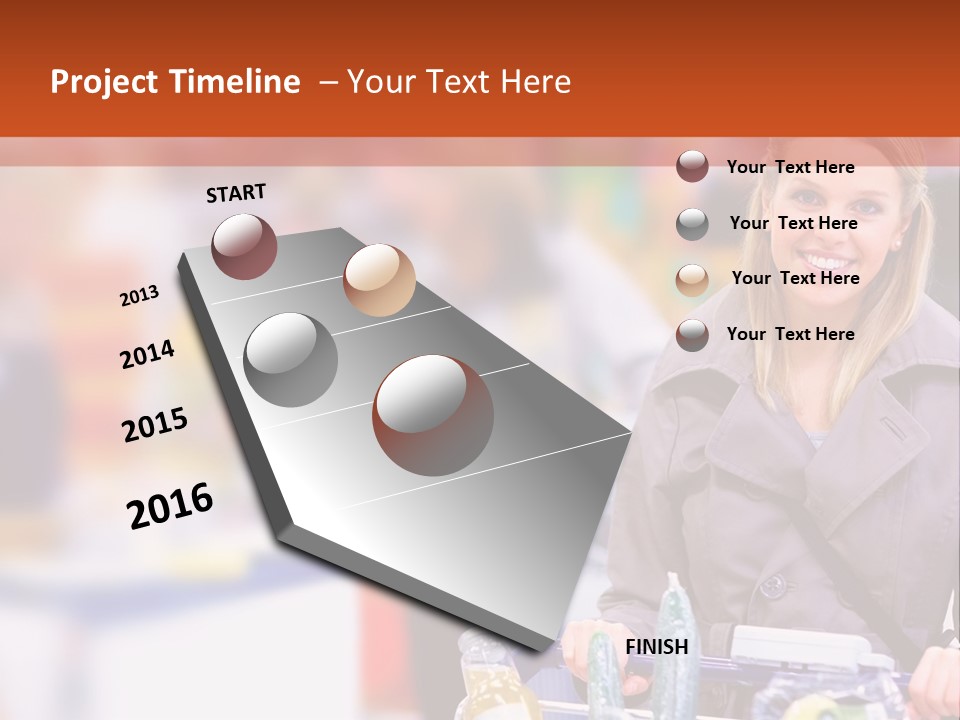 A Woman Standing In A Store With A Shopping Cart PowerPoint Template