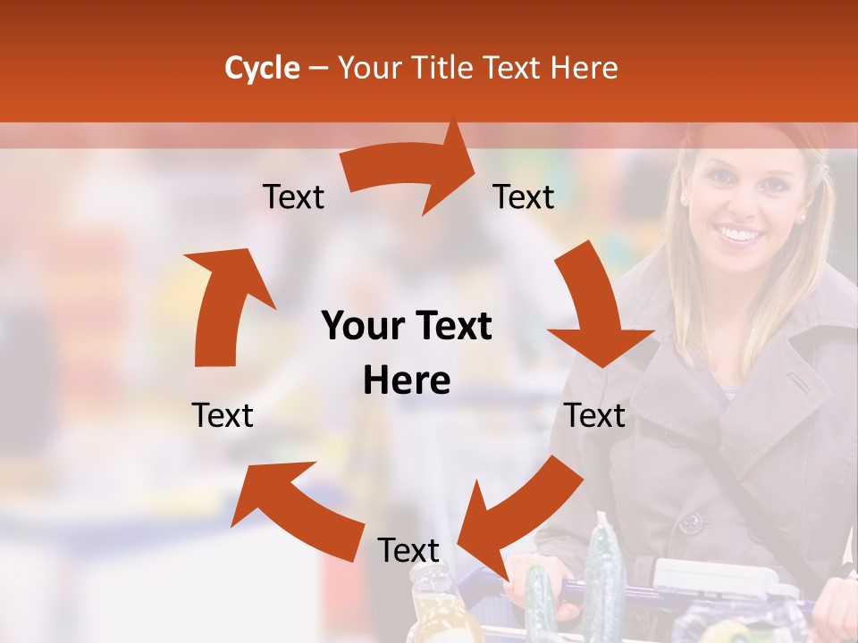 A Woman Standing In A Store With A Shopping Cart PowerPoint Template
