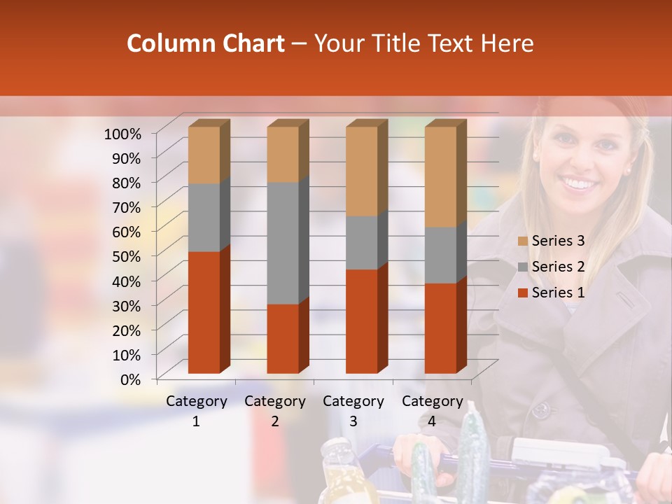 A Woman Standing In A Store With A Shopping Cart PowerPoint Template