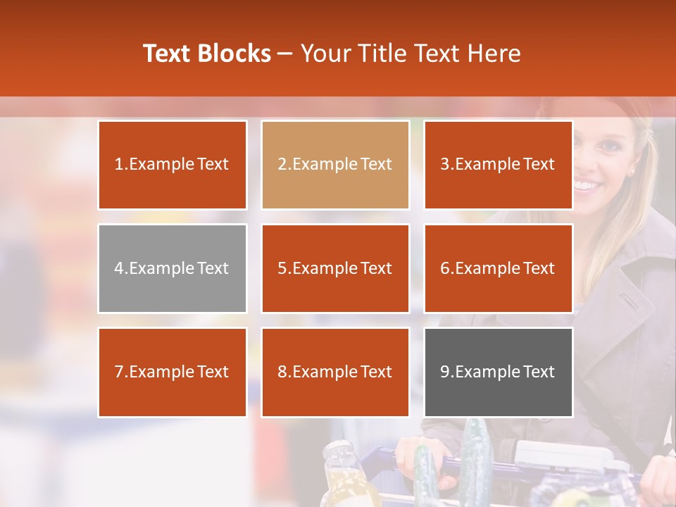 A Woman Standing In A Store With A Shopping Cart PowerPoint Template