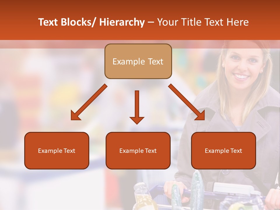 A Woman Standing In A Store With A Shopping Cart PowerPoint Template