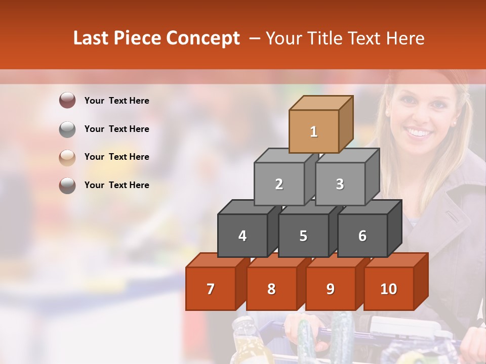 A Woman Standing In A Store With A Shopping Cart PowerPoint Template