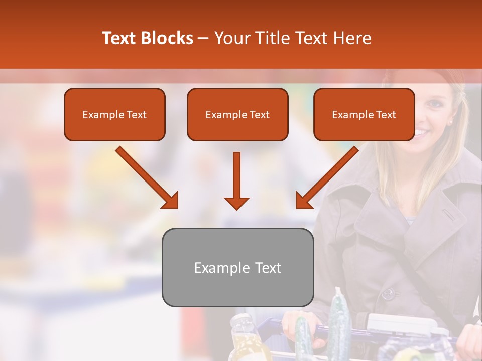 A Woman Standing In A Store With A Shopping Cart PowerPoint Template