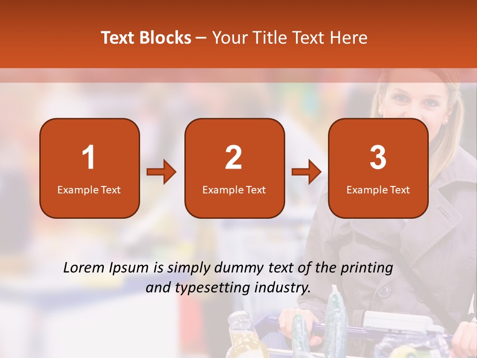 A Woman Standing In A Store With A Shopping Cart PowerPoint Template