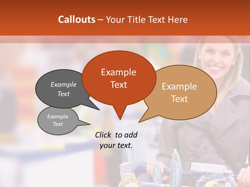 A Woman Standing In A Store With A Shopping Cart PowerPoint Template