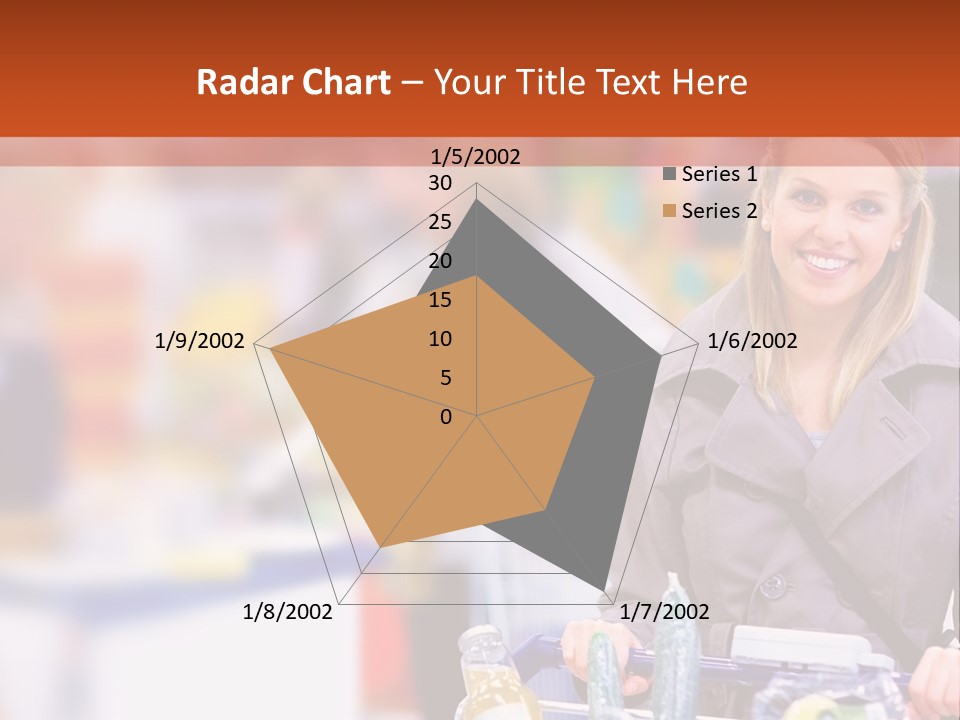 A Woman Standing In A Store With A Shopping Cart PowerPoint Template