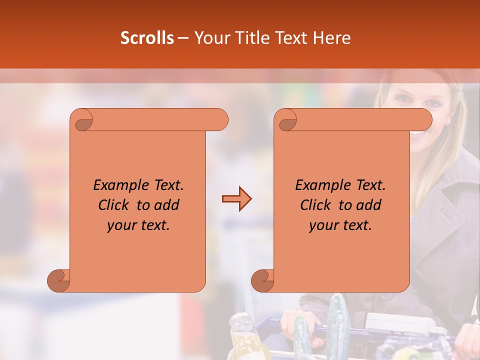 A Woman Standing In A Store With A Shopping Cart PowerPoint Template