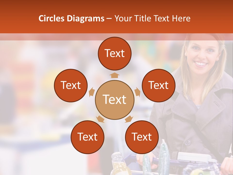 A Woman Standing In A Store With A Shopping Cart PowerPoint Template