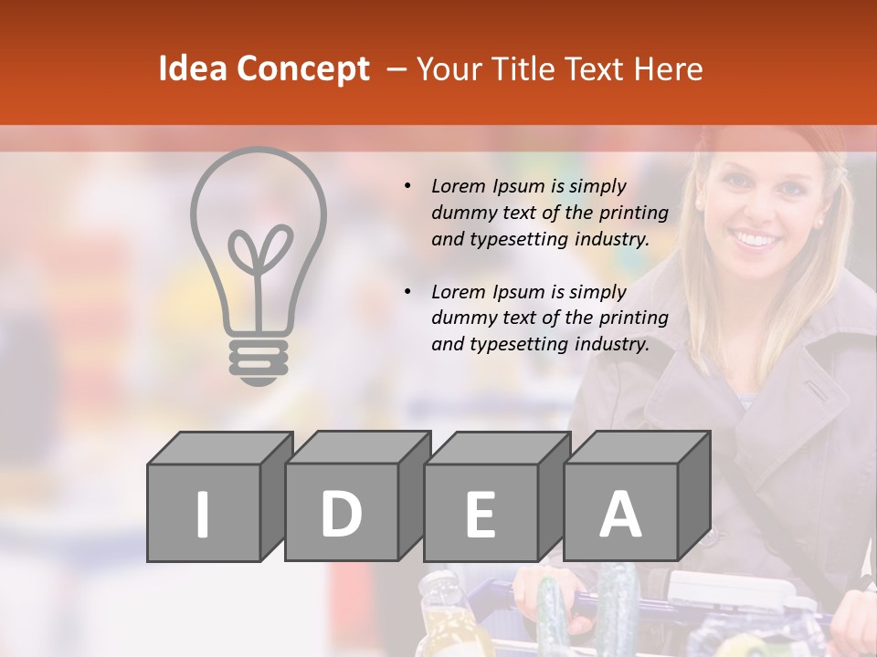 A Woman Standing In A Store With A Shopping Cart PowerPoint Template