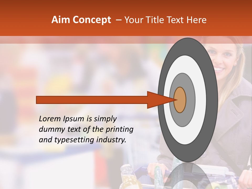 A Woman Standing In A Store With A Shopping Cart PowerPoint Template