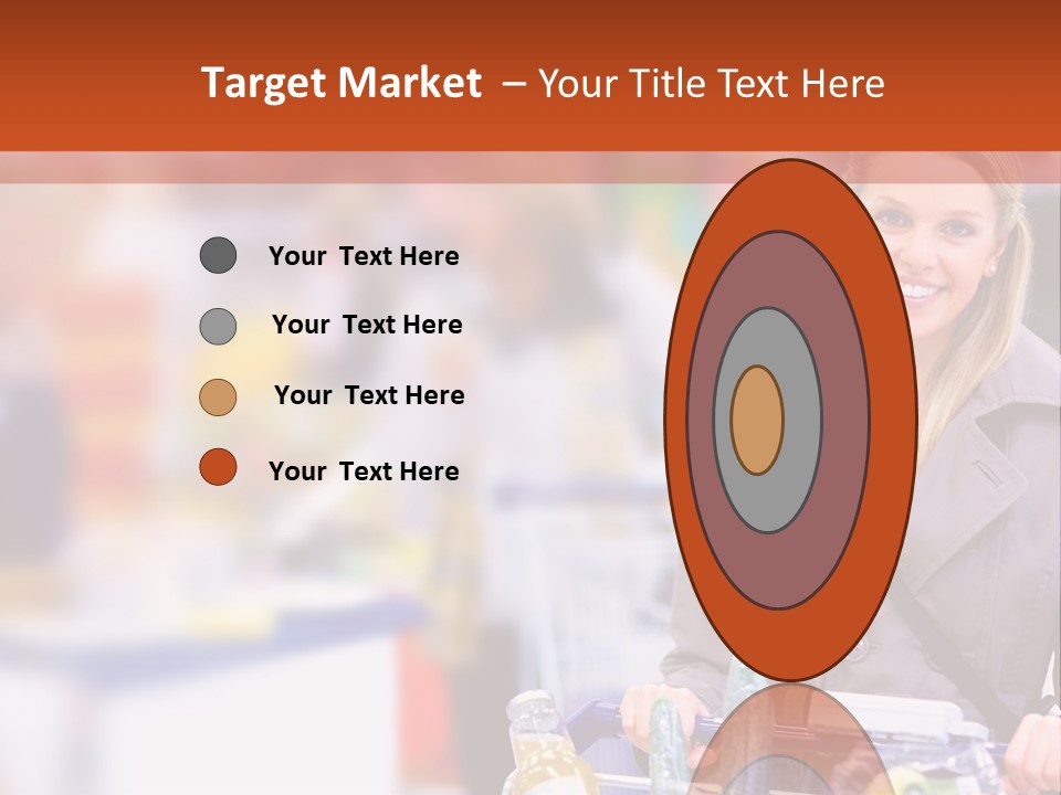 A Woman Standing In A Store With A Shopping Cart PowerPoint Template