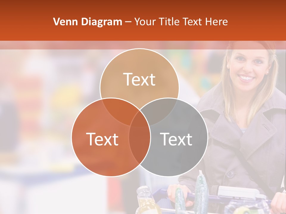 A Woman Standing In A Store With A Shopping Cart PowerPoint Template