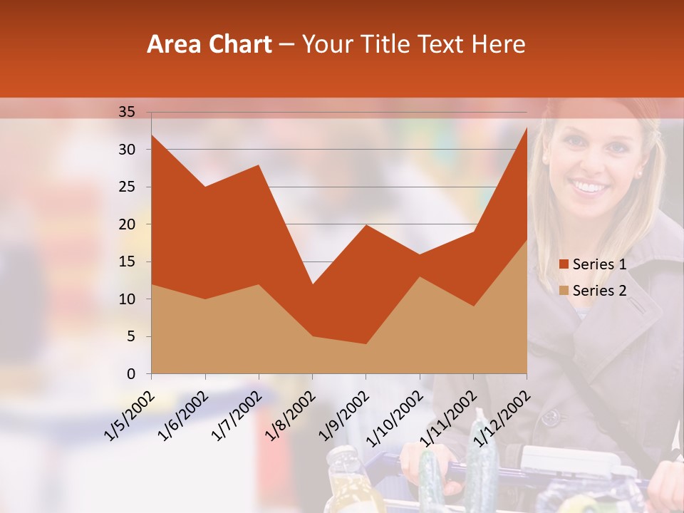 A Woman Standing In A Store With A Shopping Cart PowerPoint Template