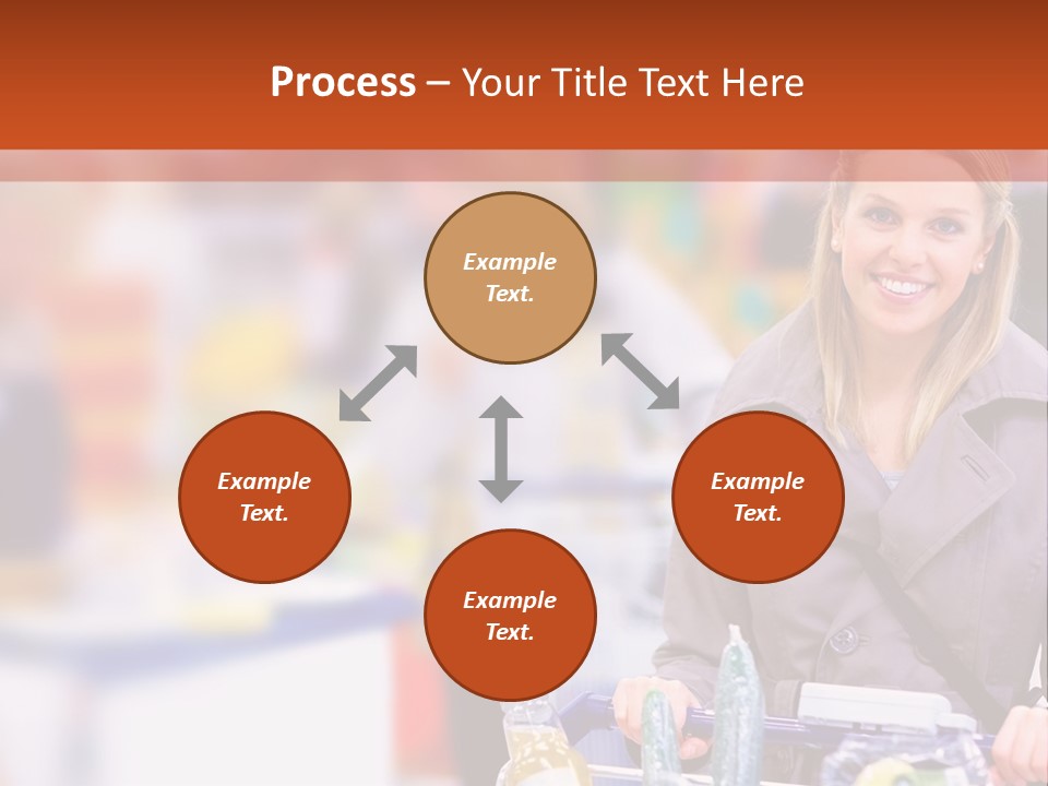 A Woman Standing In A Store With A Shopping Cart PowerPoint Template