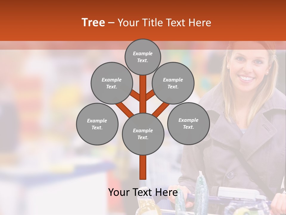 A Woman Standing In A Store With A Shopping Cart PowerPoint Template