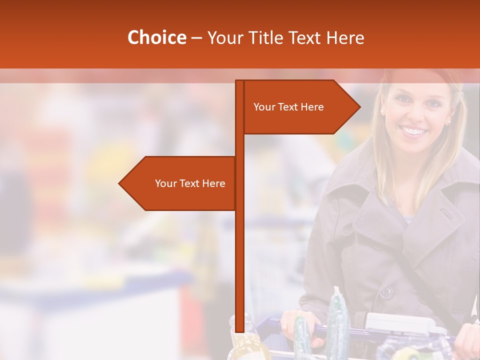 A Woman Standing In A Store With A Shopping Cart PowerPoint Template