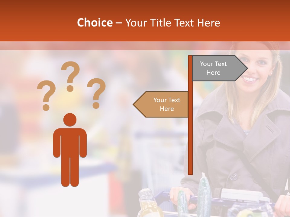 A Woman Standing In A Store With A Shopping Cart PowerPoint Template