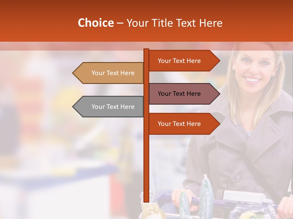 A Woman Standing In A Store With A Shopping Cart PowerPoint Template