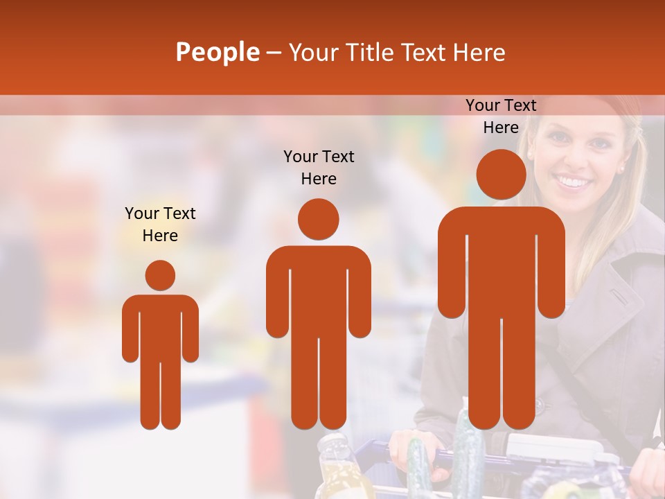 A Woman Standing In A Store With A Shopping Cart PowerPoint Template