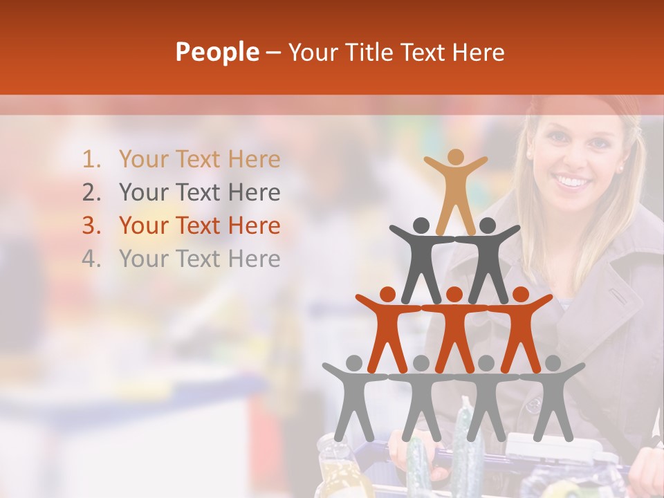 A Woman Standing In A Store With A Shopping Cart PowerPoint Template