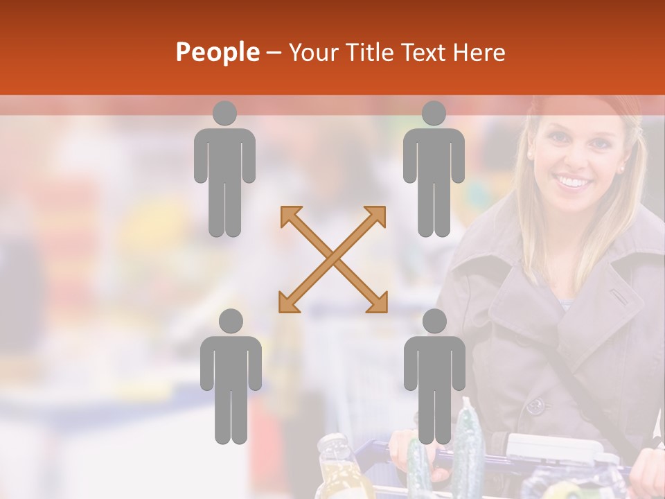 A Woman Standing In A Store With A Shopping Cart PowerPoint Template