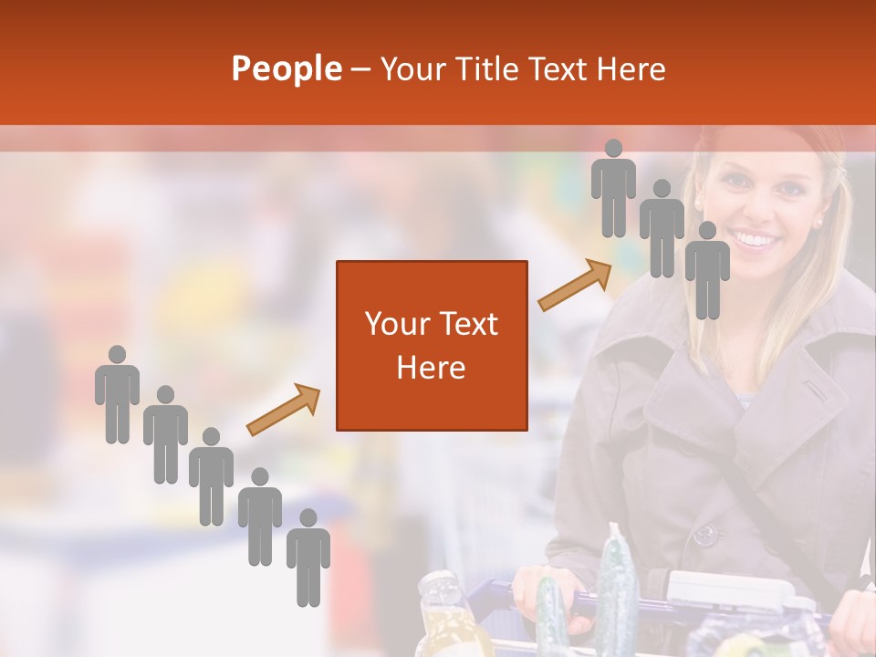 A Woman Standing In A Store With A Shopping Cart PowerPoint Template
