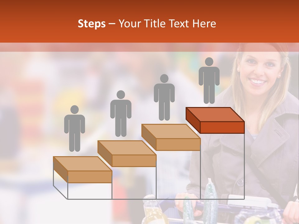 A Woman Standing In A Store With A Shopping Cart PowerPoint Template