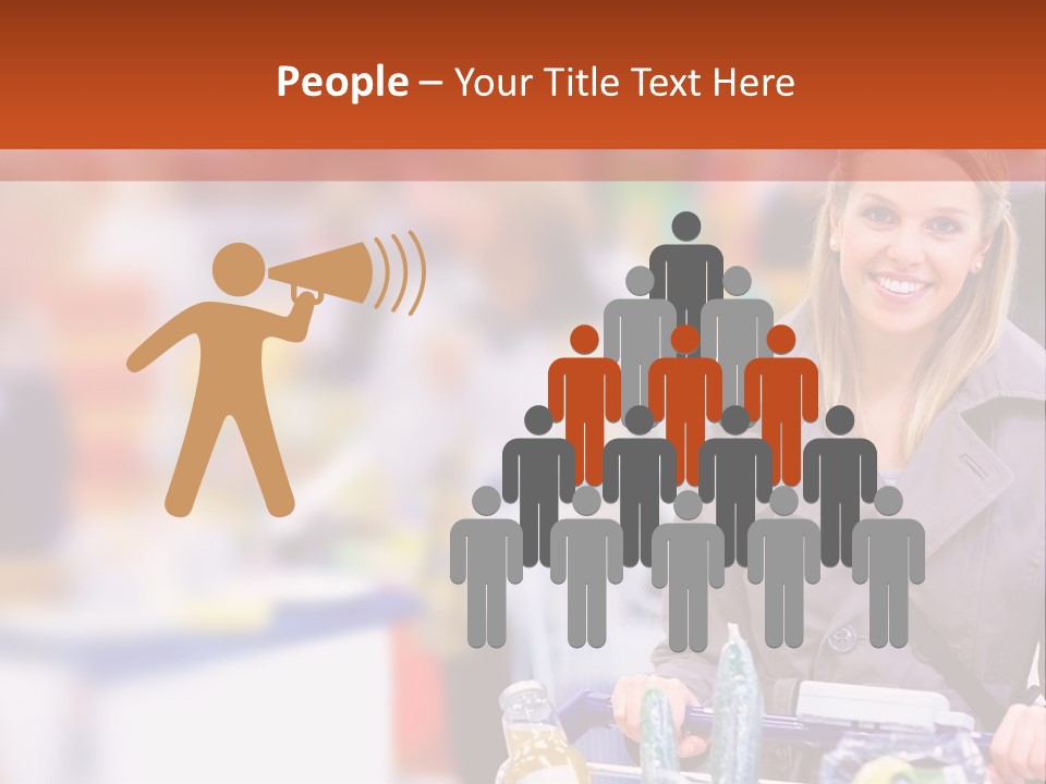 A Woman Standing In A Store With A Shopping Cart PowerPoint Template