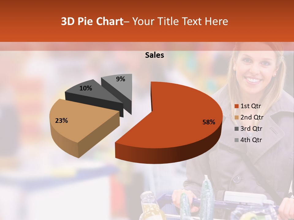 A Woman Standing In A Store With A Shopping Cart PowerPoint Template