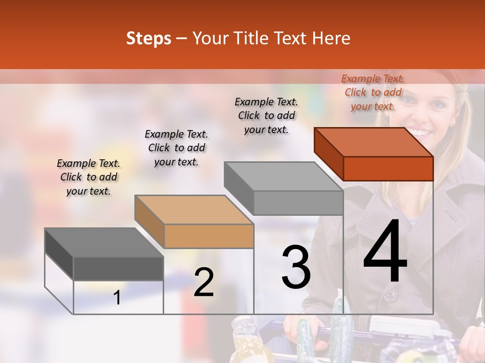 A Woman Standing In A Store With A Shopping Cart PowerPoint Template
