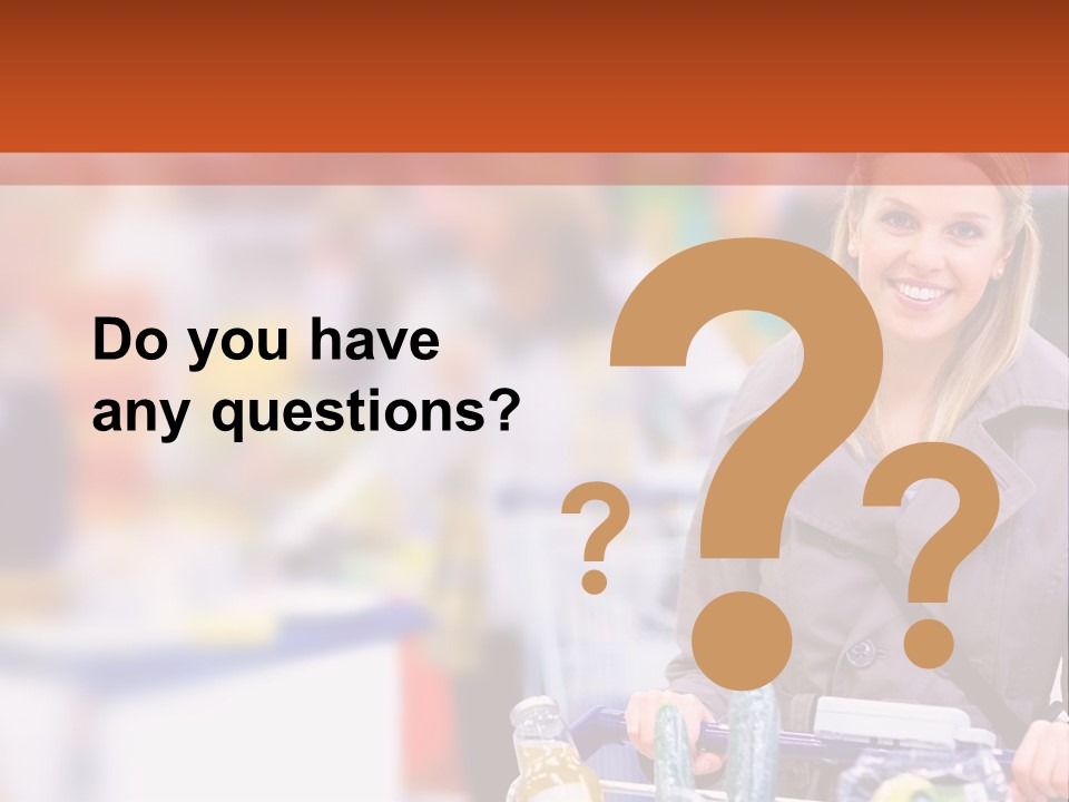 A Woman Standing In A Store With A Shopping Cart PowerPoint Template