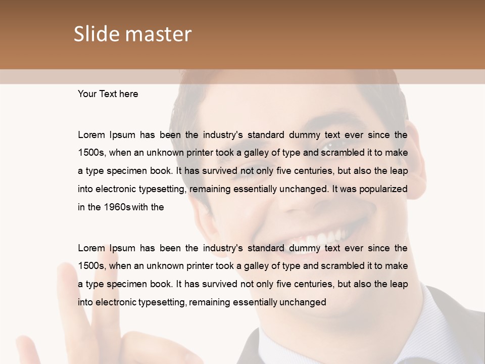 A Man In A Suit Making A Peace Sign PowerPoint Template