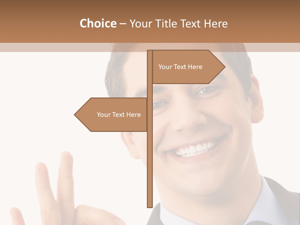 A Man In A Suit Making A Peace Sign PowerPoint Template