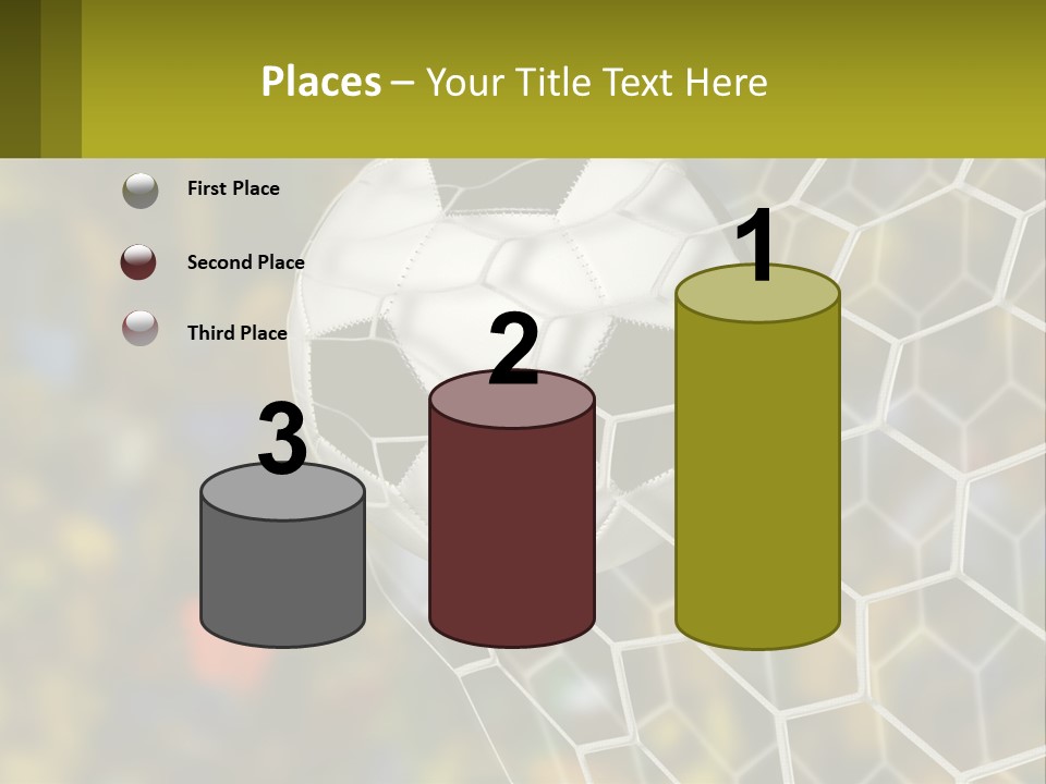 A Soccer Ball In The Net With A Crowd In The Background PowerPoint Template