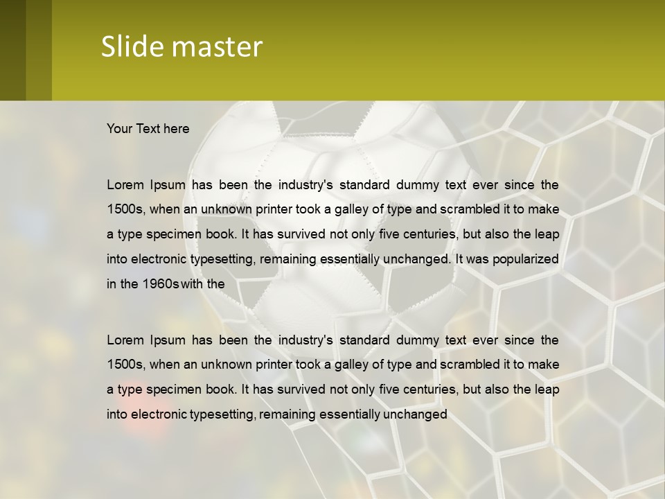 A Soccer Ball In The Net With A Crowd In The Background PowerPoint Template