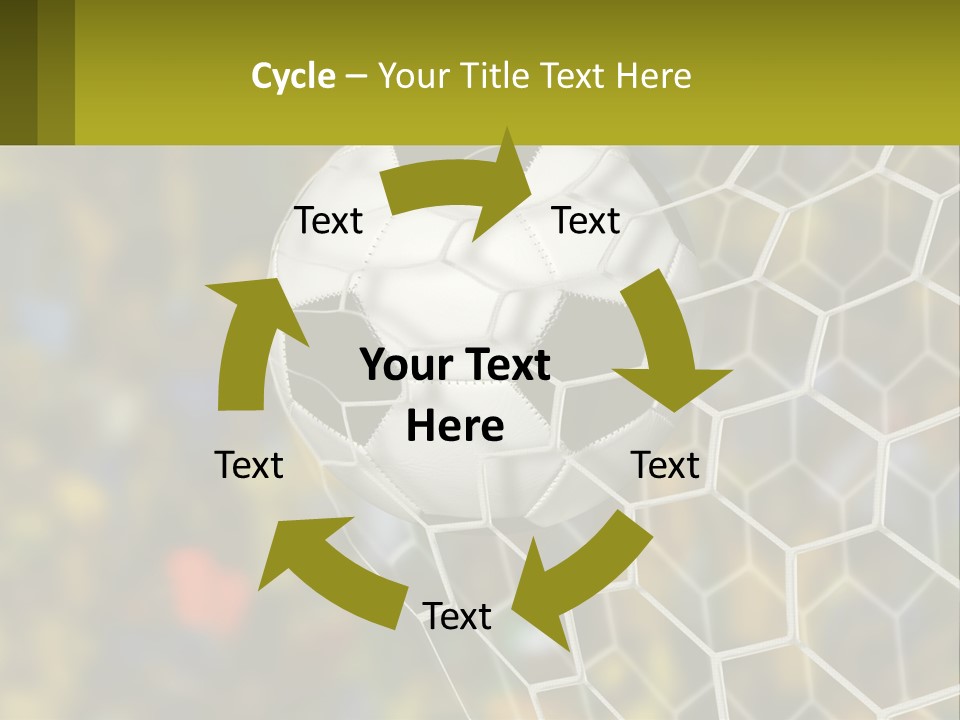 A Soccer Ball In The Net With A Crowd In The Background PowerPoint Template