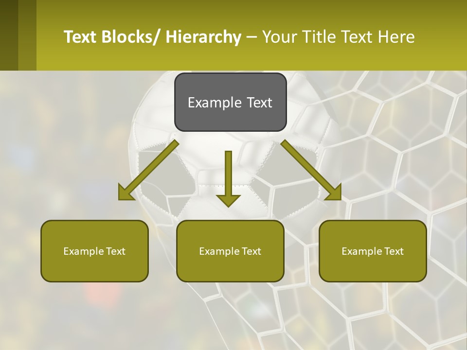 A Soccer Ball In The Net With A Crowd In The Background PowerPoint Template