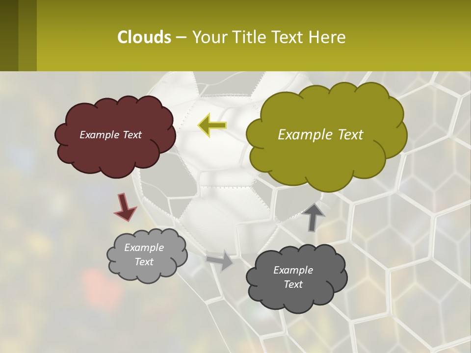 A Soccer Ball In The Net With A Crowd In The Background PowerPoint Template