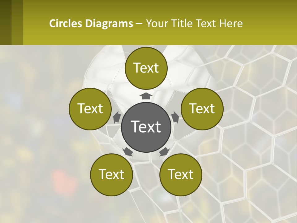 A Soccer Ball In The Net With A Crowd In The Background PowerPoint Template