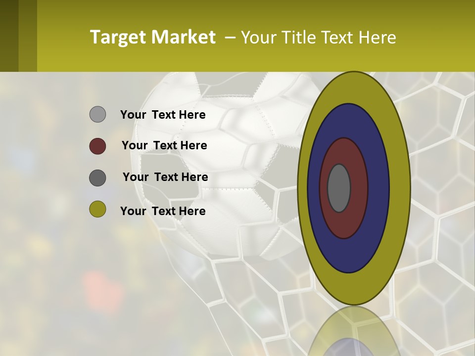 A Soccer Ball In The Net With A Crowd In The Background PowerPoint Template