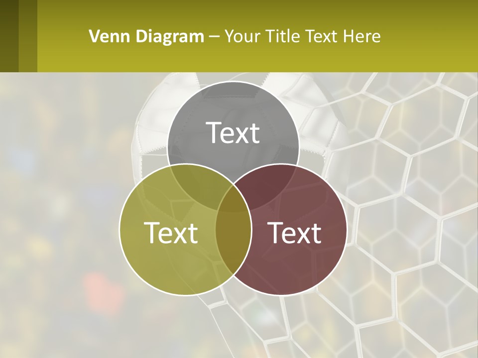 A Soccer Ball In The Net With A Crowd In The Background PowerPoint Template