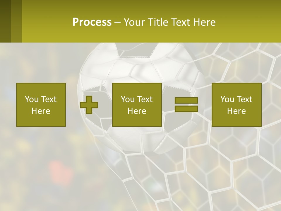 A Soccer Ball In The Net With A Crowd In The Background PowerPoint Template