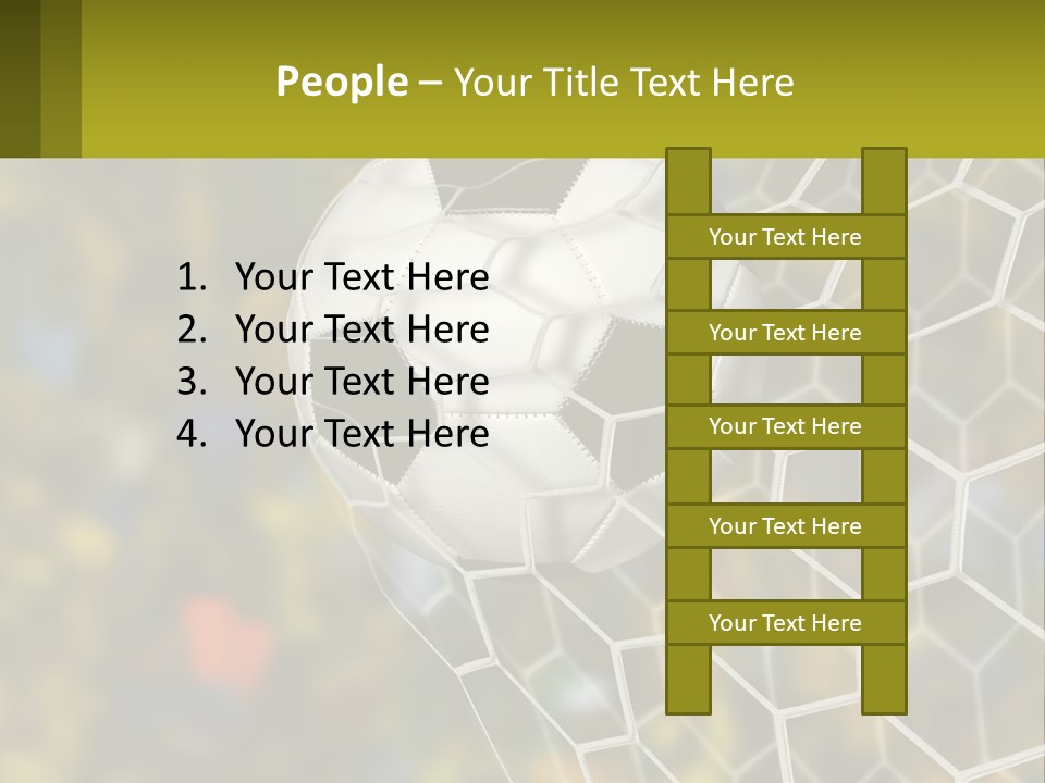 A Soccer Ball In The Net With A Crowd In The Background PowerPoint Template