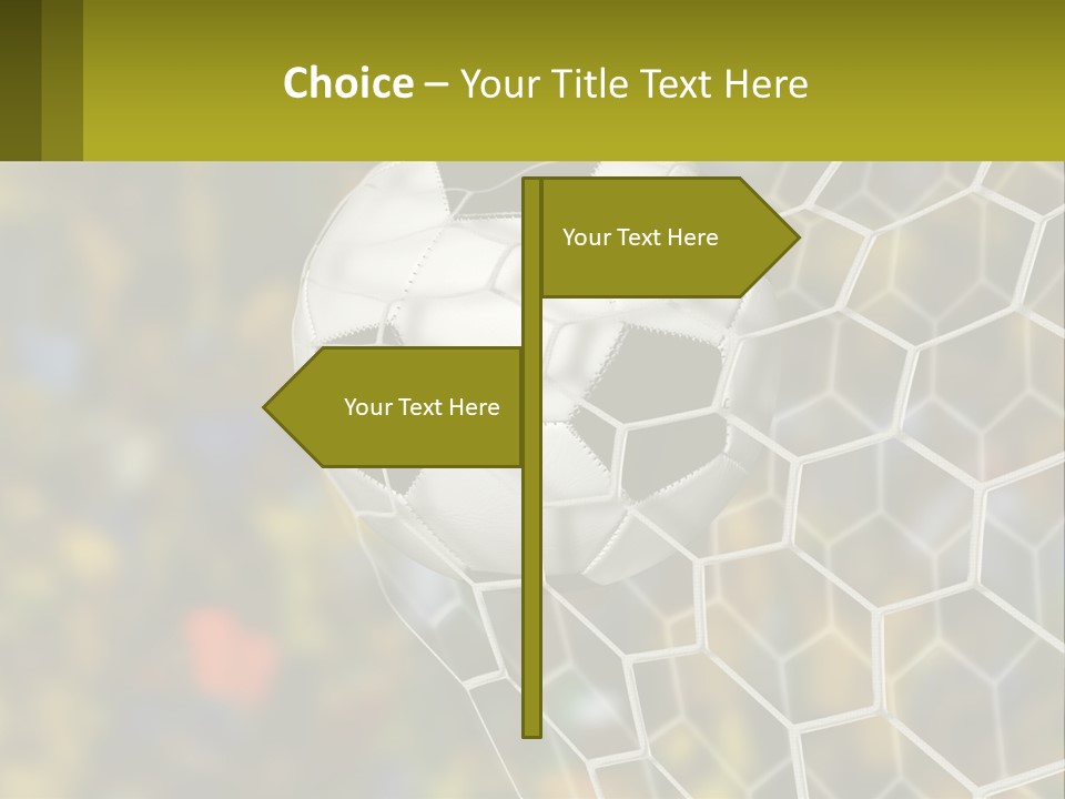 A Soccer Ball In The Net With A Crowd In The Background PowerPoint Template