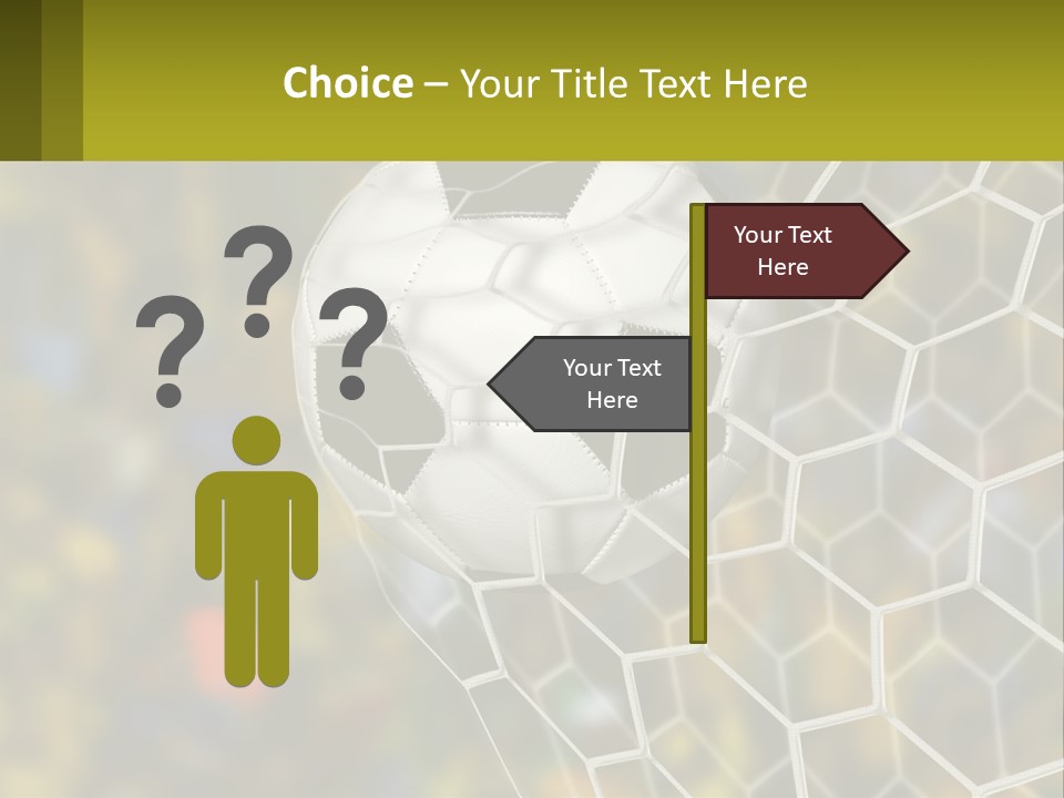 A Soccer Ball In The Net With A Crowd In The Background PowerPoint Template