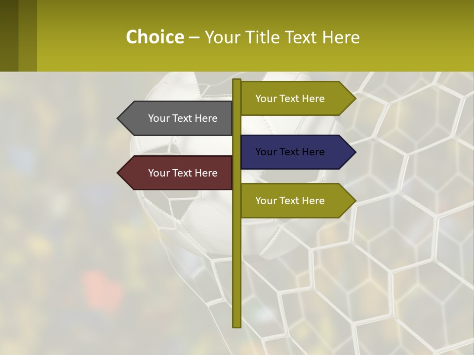 A Soccer Ball In The Net With A Crowd In The Background PowerPoint Template