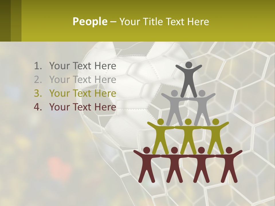 A Soccer Ball In The Net With A Crowd In The Background PowerPoint Template