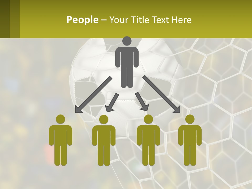 A Soccer Ball In The Net With A Crowd In The Background PowerPoint Template