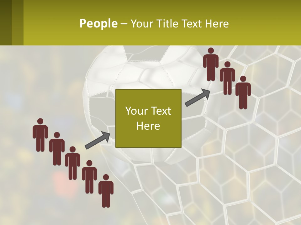 A Soccer Ball In The Net With A Crowd In The Background PowerPoint Template